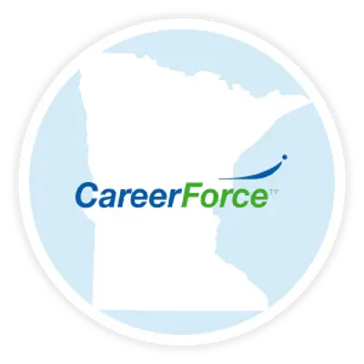 Blue and white career force logo