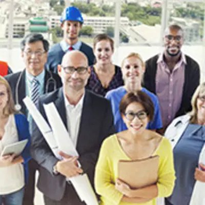 Group of employees smiling