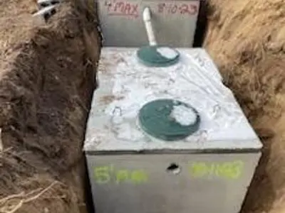Septic tank placed in dug hole