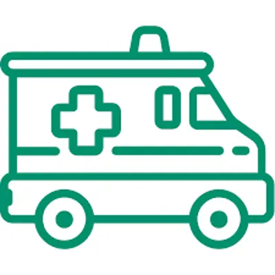 Teal and white ambulance outline