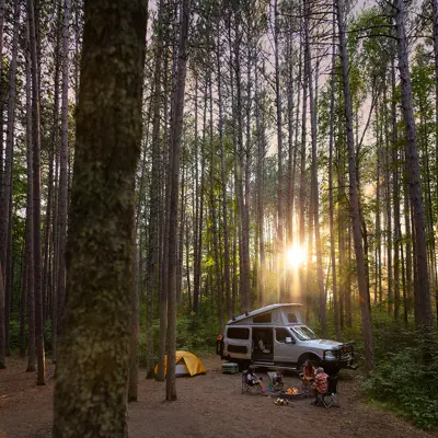 Campsite in woods