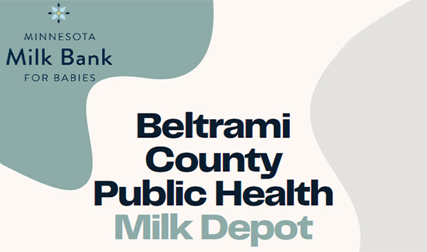 Blue and white milk depot graphic