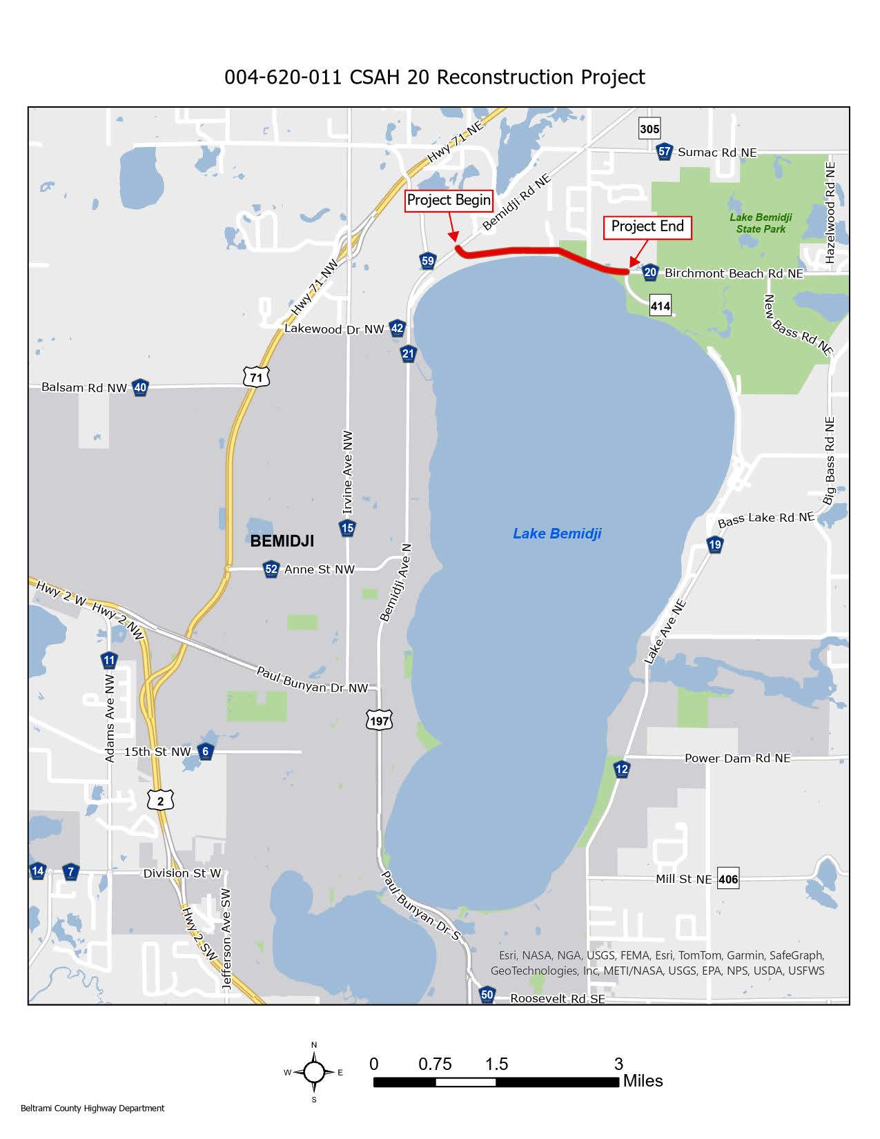 Map of csah twenty road project